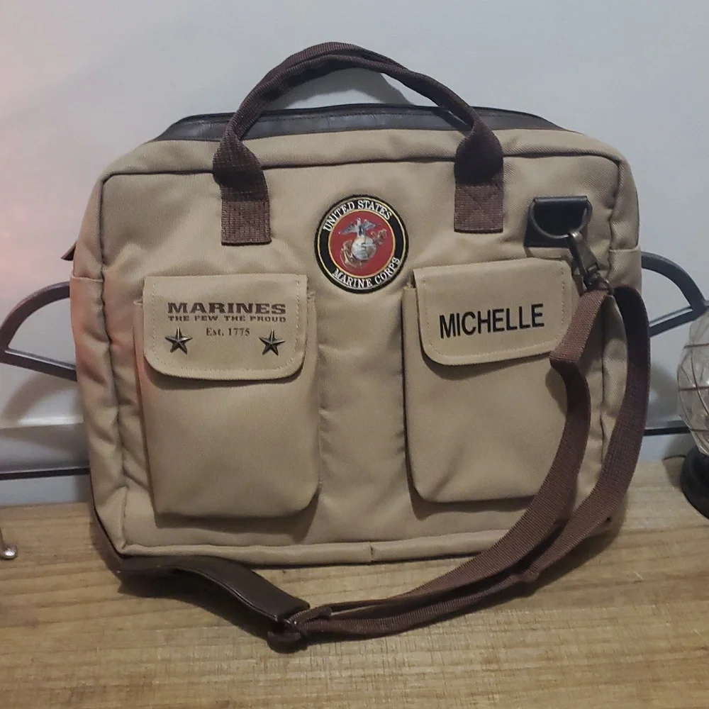 The Bradford Exchange USMC Canvas U.S. Marine Corps Messanger Tote Bag- Michelle